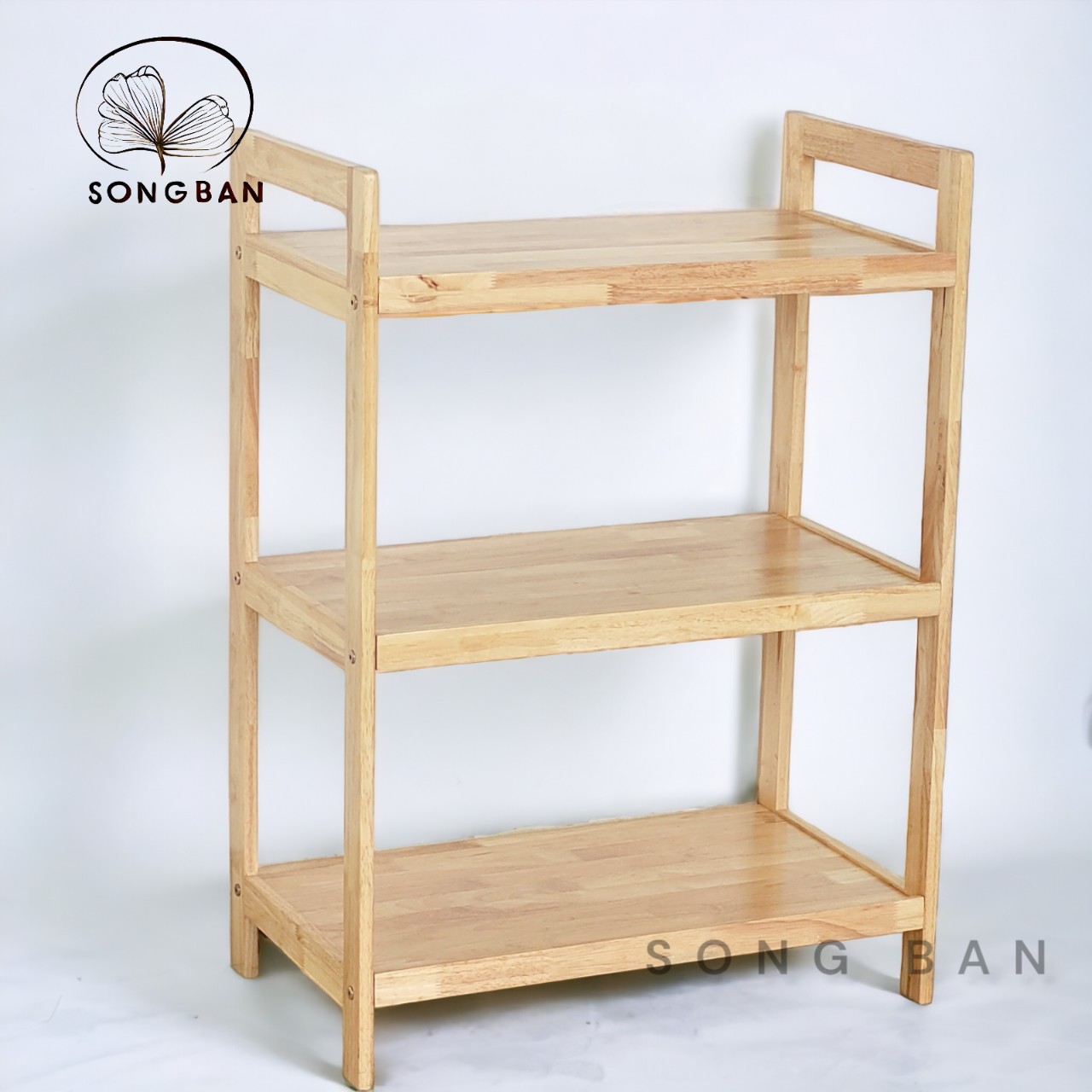 Kệ Gỗ Cao Su 3 Tầng Ngang 63cm Nhiều Màu Để Dụng Cụ Bếp, Lò Viba, Lò Nướng, Nồi Cơm Điện - Hàng VN Xuất Khẩu