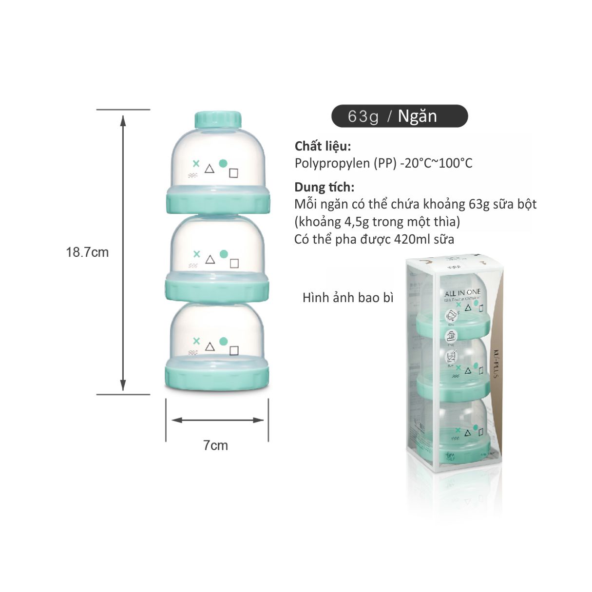 HỘP CHIA SỮA 3 NGĂN ĐA NĂNG CHO BÉ KU-PLUS ( KU5612 , KU5613 , KU5614 )