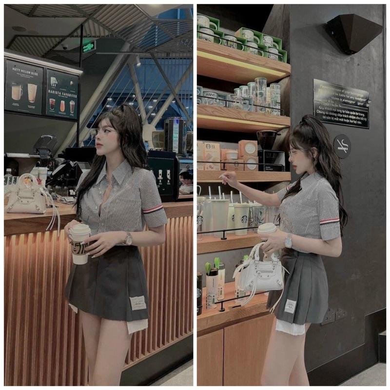 Set áo sơmi phối sọc
