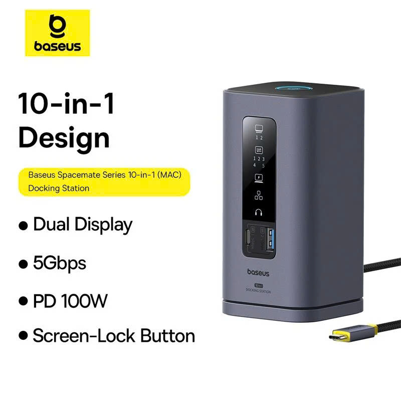 Hub Mở Rộng Đa Năng Baseus Spacemate Series 10-in-1 MAC Version ( xuất 2 màn hình mở rộng MST cho MAC OS) hàng chính hãng