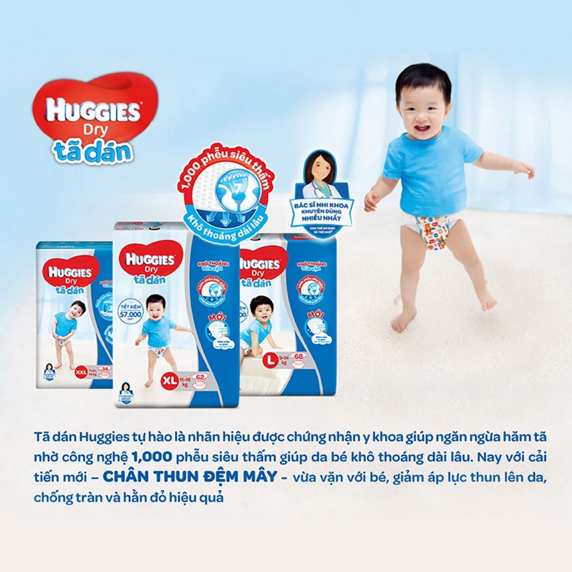 Combo 3 Gói Tã dán huggies M76 (5-10kg)