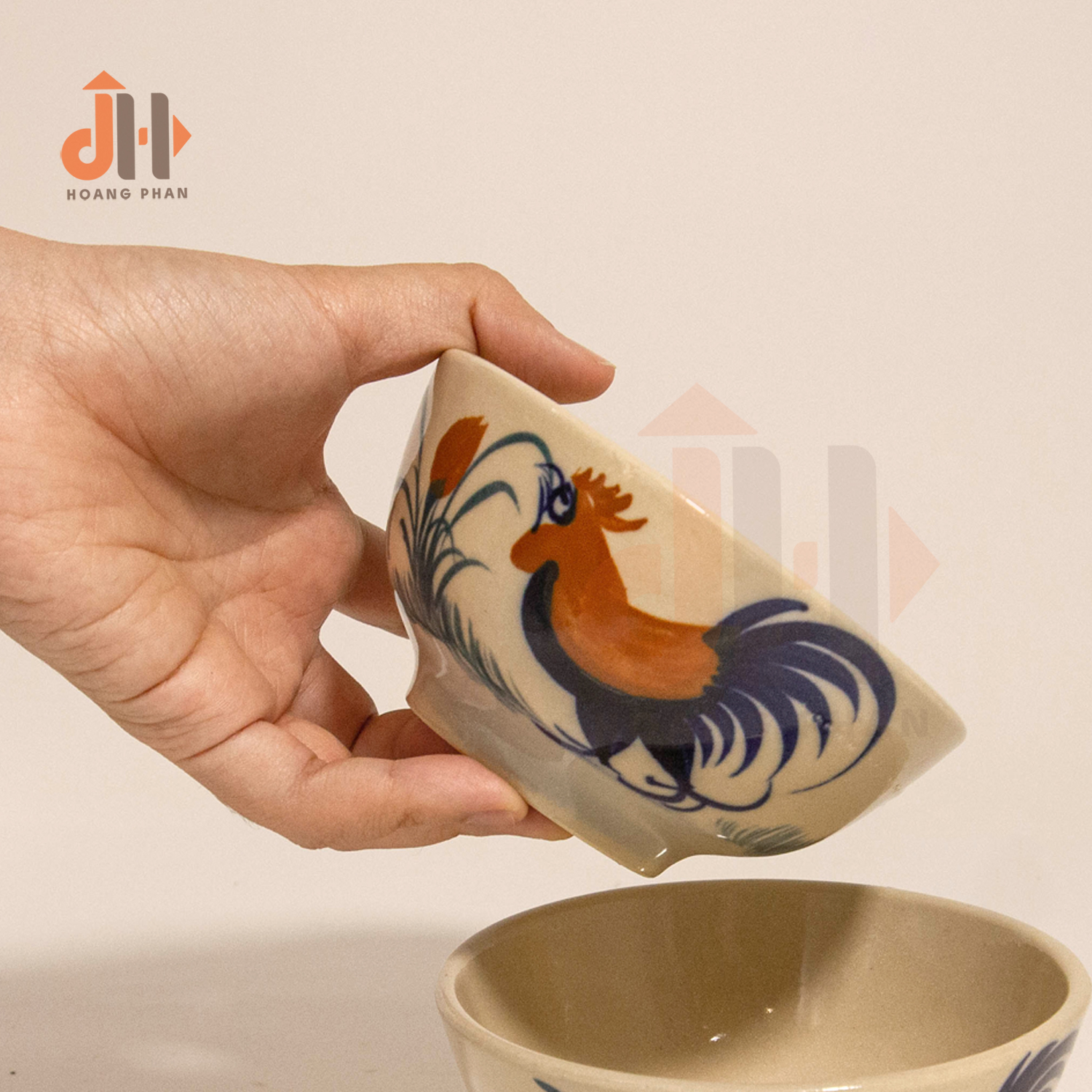 [Bữa cơm Thuần Việt] Bộ 2 bát gốm dùng món khô họa tiết gà trống Nam Bộ