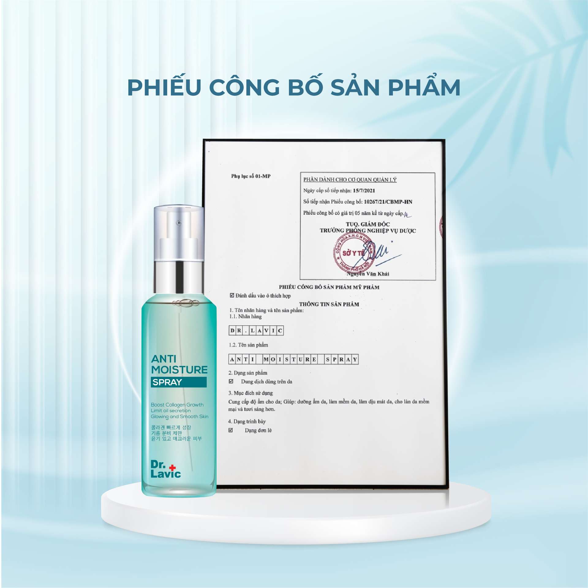 Xịt khoáng mặt Dr.Lavic Anti Moisture dưỡng ẩm làm dịu da công nghệ USA 60ml DR934