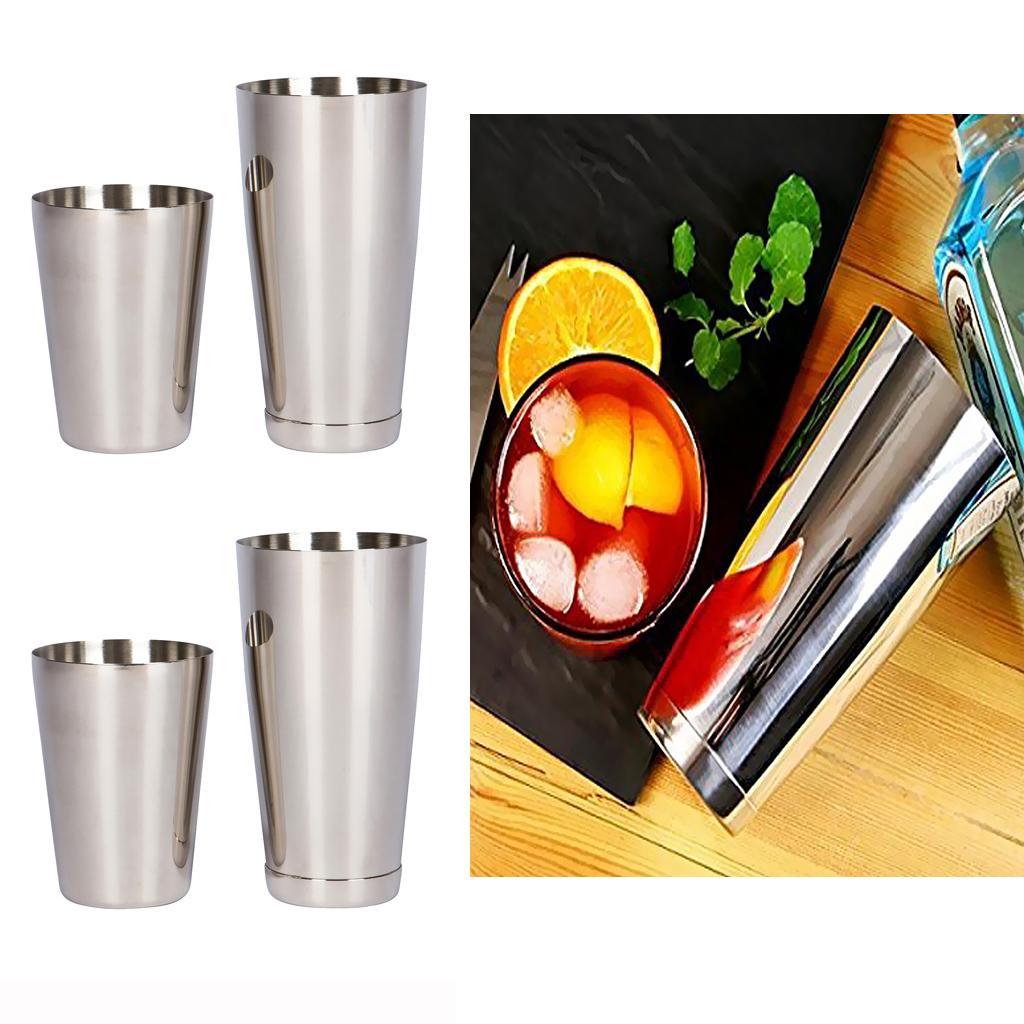 4 pieces Stainless Steel Cocktail Shaker Bar Drinks Mixing Martini 28 &amp; 21oz