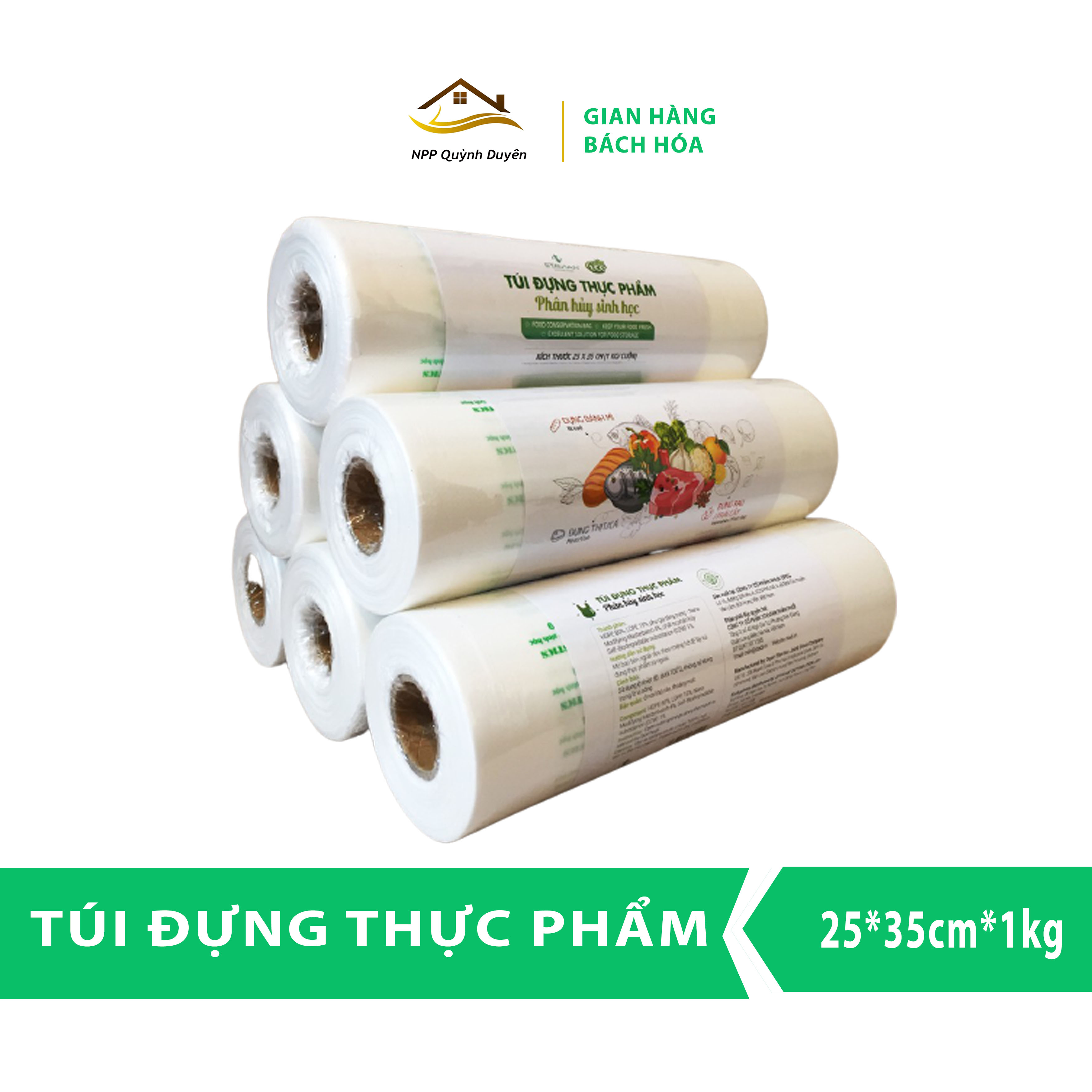 Bịch đựng thực phẩm sinh học tự hủy an toàn tiện lợi để đồ ăn tủ lạnh KT 25*35cm*1kg