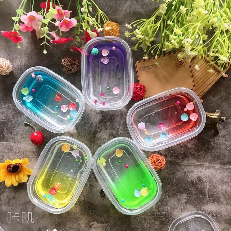 Slime hũ nhựa 300ML loại to charm sao vỏ sò nốt nhạc màu trong chất đẹp Đồ chơi slam chất nhầy ma thuật squishy