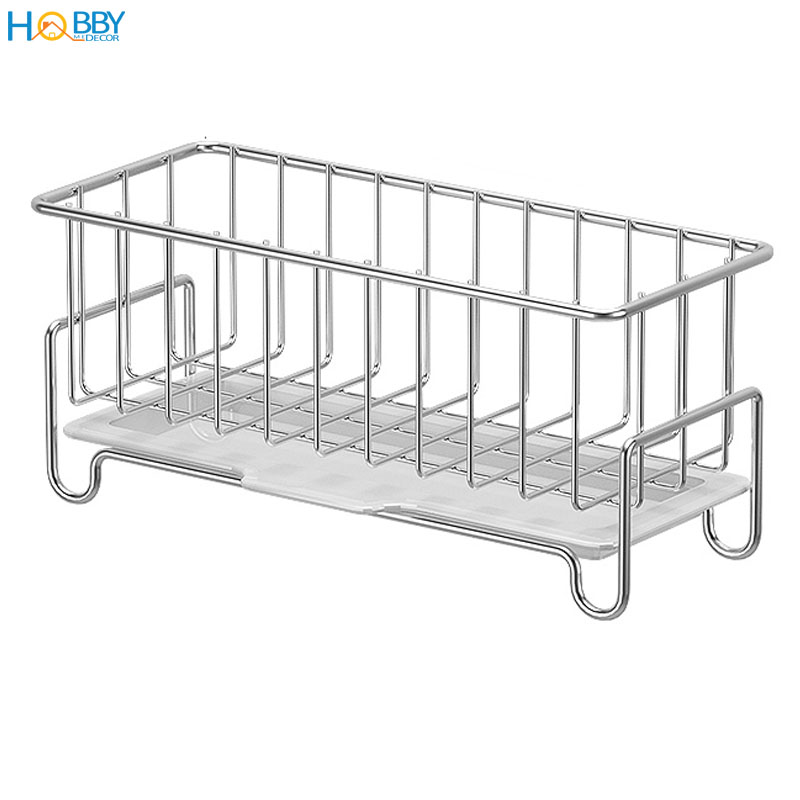 Kệ để đồ rửa chén bát gác trên bồn rửa inox 304 Hobby Home Decor KRC5 có khay hứng nước