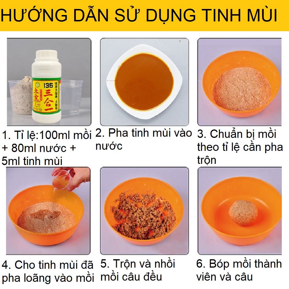 Tinh mùi câu cá 135 siêu nhạy chai 300ml, tinh mùi dùng để làm mồi nhử hoặc thính dụ cá chép đen rô phi trắm trôi hiệu quả