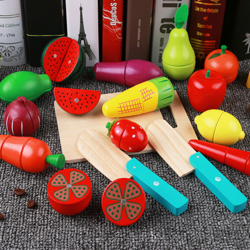 Đồ Chơi Hộp Cắt Củ Quả Wooden Fruit, Vegetables Game - 16 chi tiết ( Từ 2-4 tuổi)