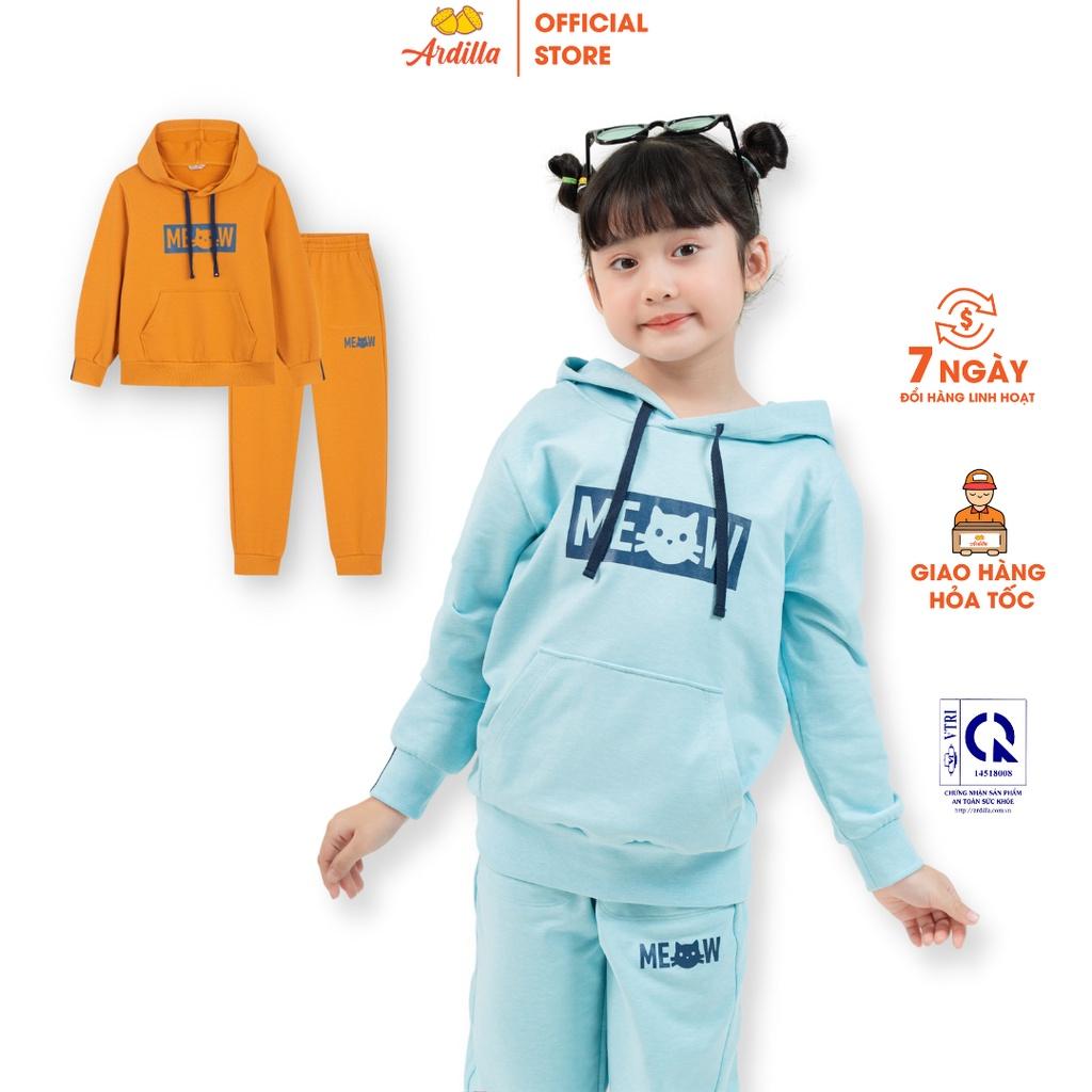 Bộ Nỉ Dáng Hoddie Bé Gái ARDILLA Áo có mũ, Chất Liệu Vải Mềm Mại, Thấm Hút Tốt Cho Bé Từ 2-7 Tuổi KB8010TD