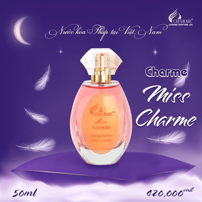 Nước hoa nữ lưu hương lâu, Charme Miss Charme, mùi hương nhẹ nhàng, mượt mà như sự âu yếm của rừng xanh, 100ml