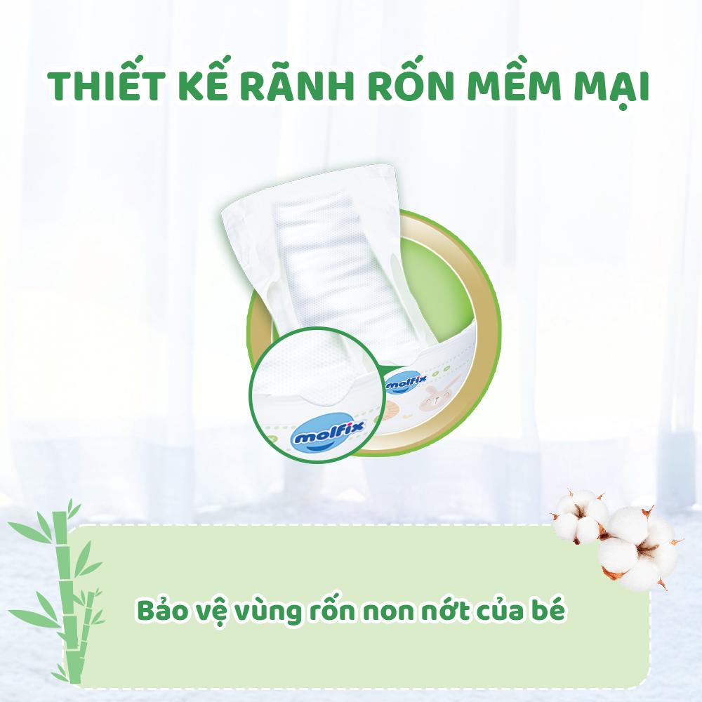 Miếng lót sơ sinh Molfix Thiên nhiên Jumbo Newborn 1 (dưới 1 tháng tuổi) - Gói 64+10 miếng