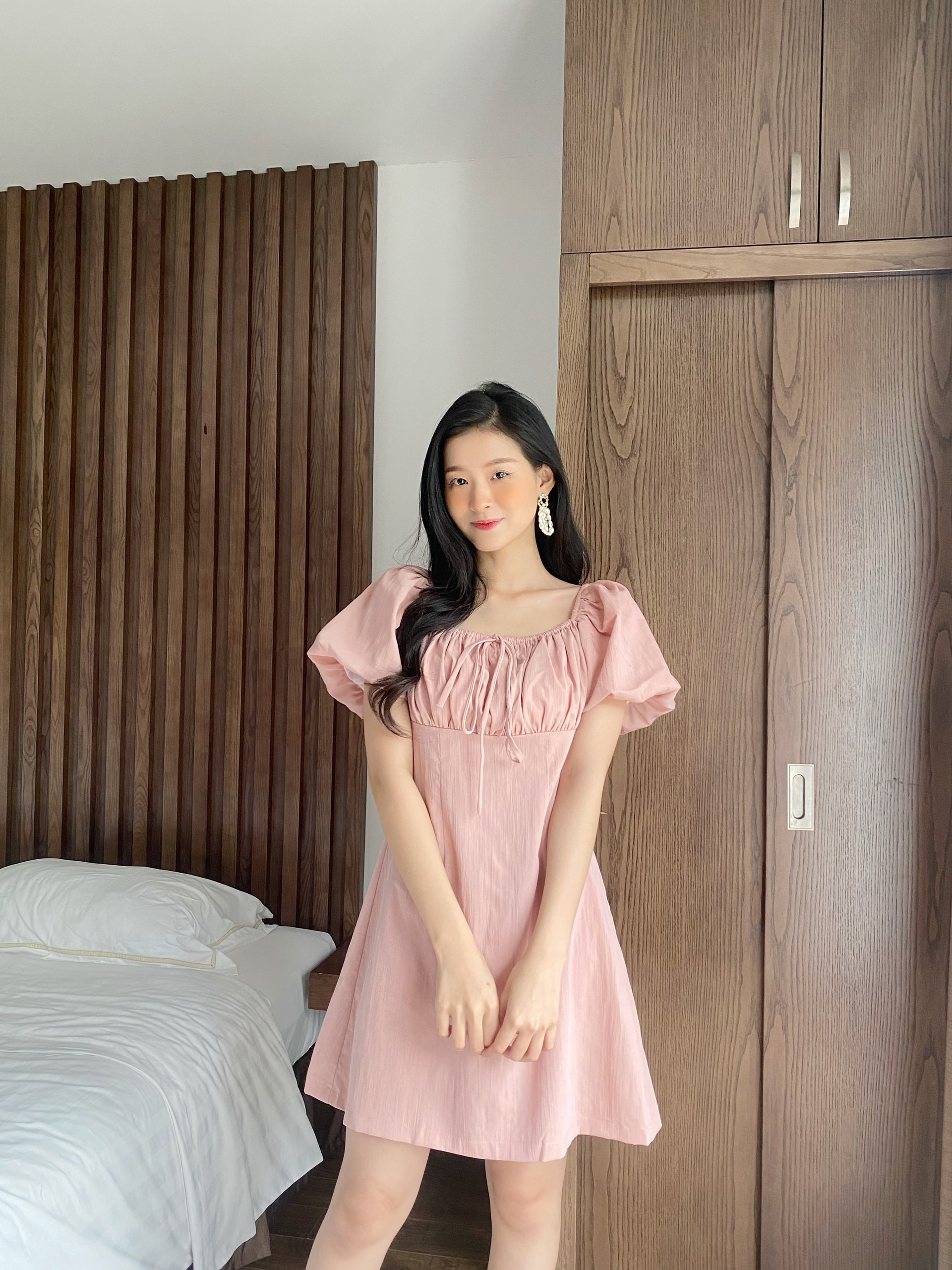 YU CHERRY | Đầm tay phồng nữ cột dây mặc được hai kiểu Suri Square Neck Dress YD166