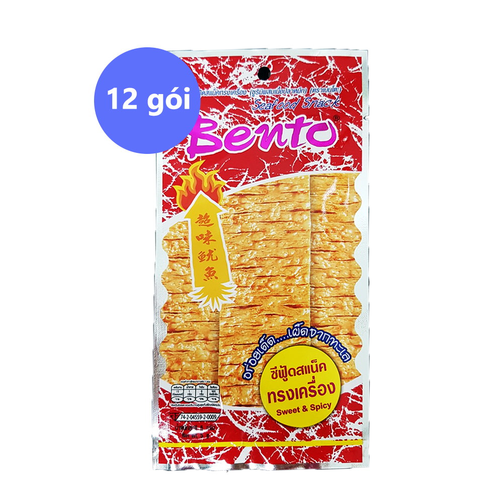 Lốc 12 Gói Nhỏ Snack Mực Tẩm Gia Vị Cay Ngọt Bento Nhập Khẩu Từ Thái Lan