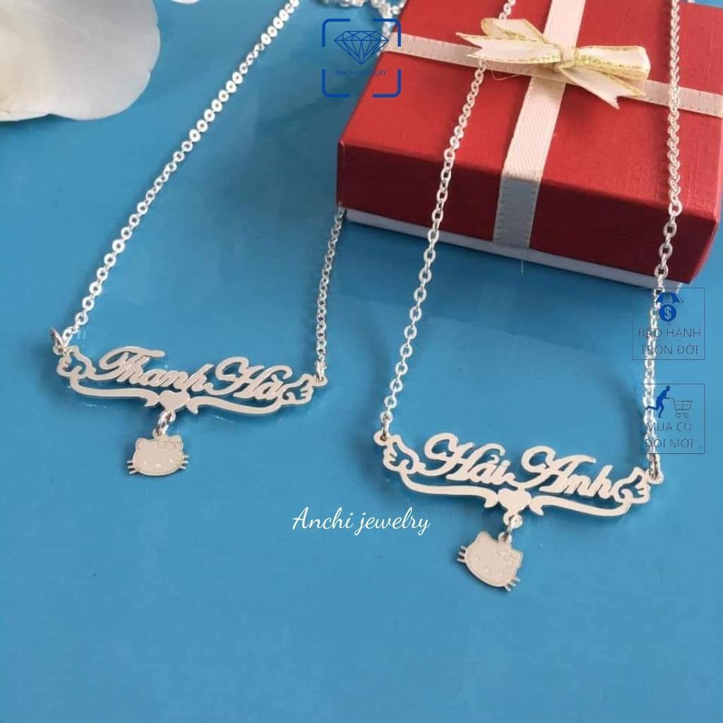 Vòng cổ khắc tên theo yêu cầu, vòng bạc nữ mẫu mới lạ trẻ trung, trang sức bạc Anchi jewelry