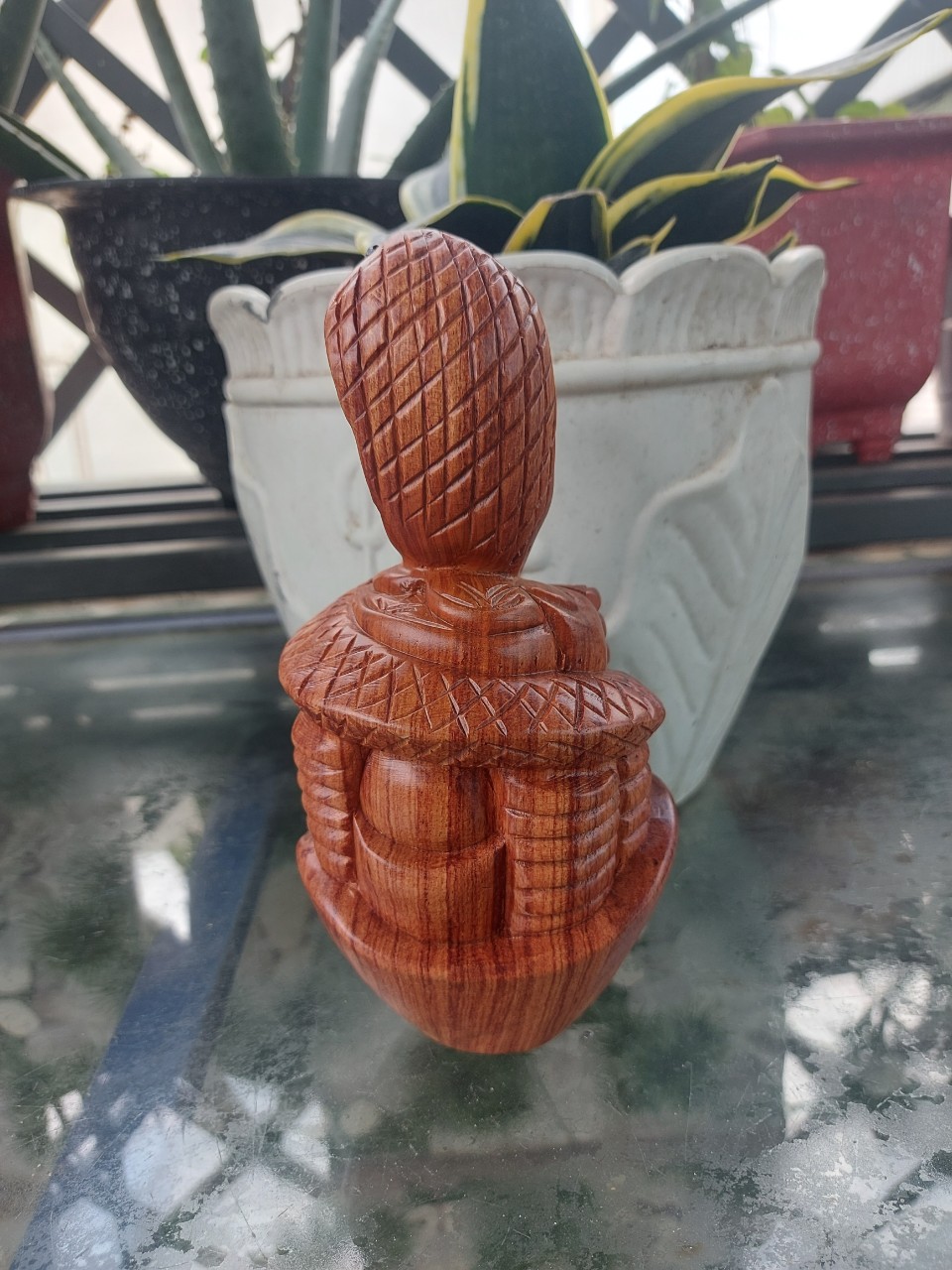 Tượng con Rắn gỗ hương nguyên khối cao 20 cm
