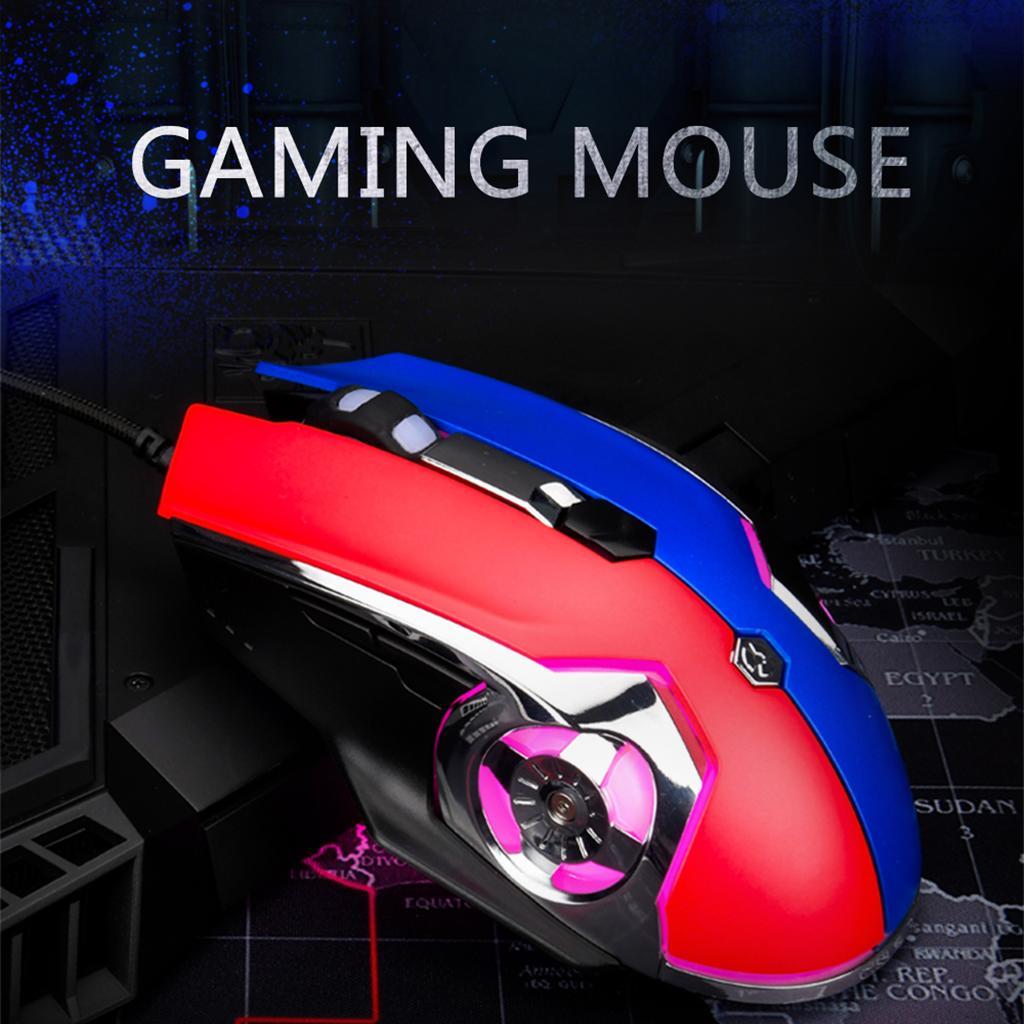 USB Gaming Mouse Backlit Optical 3200DPI for Windows  Laptop - Red