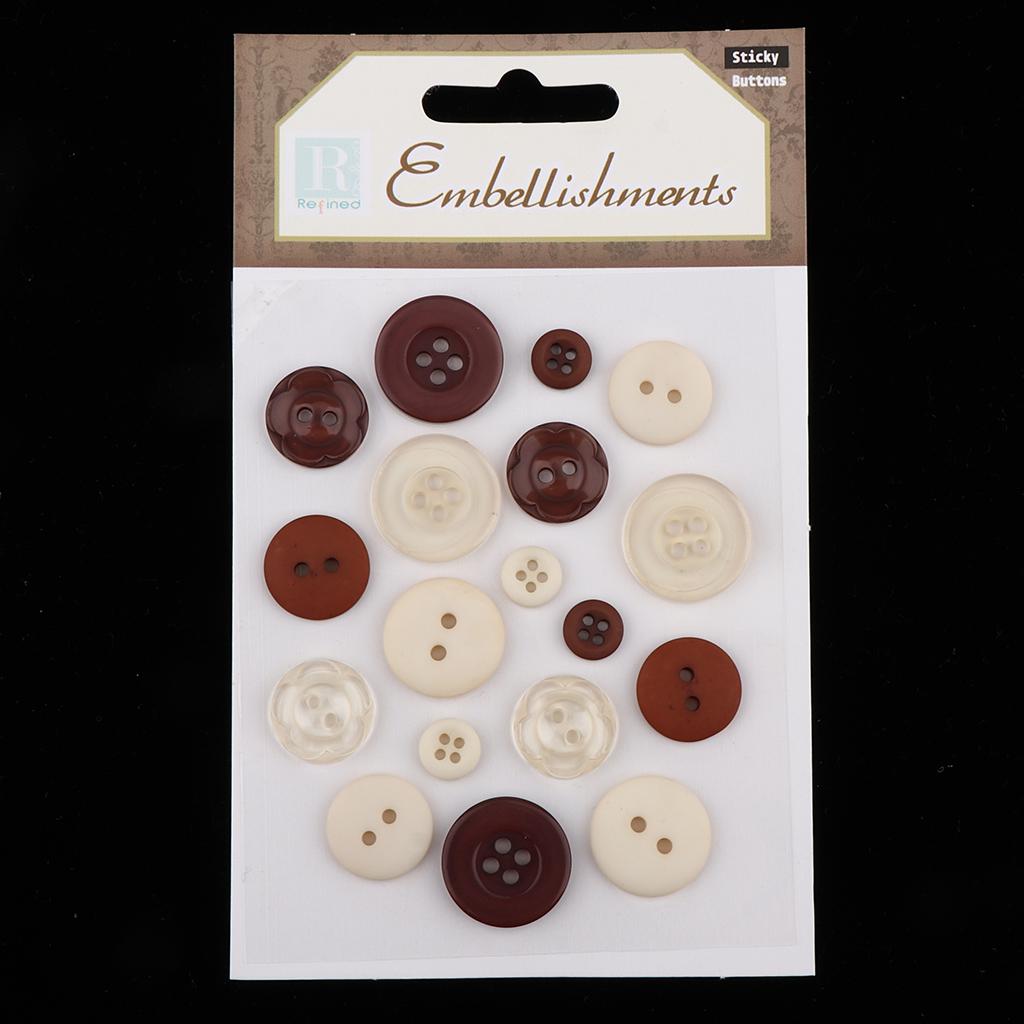 18x self adhesive assorted resin fastener button for DIY craft