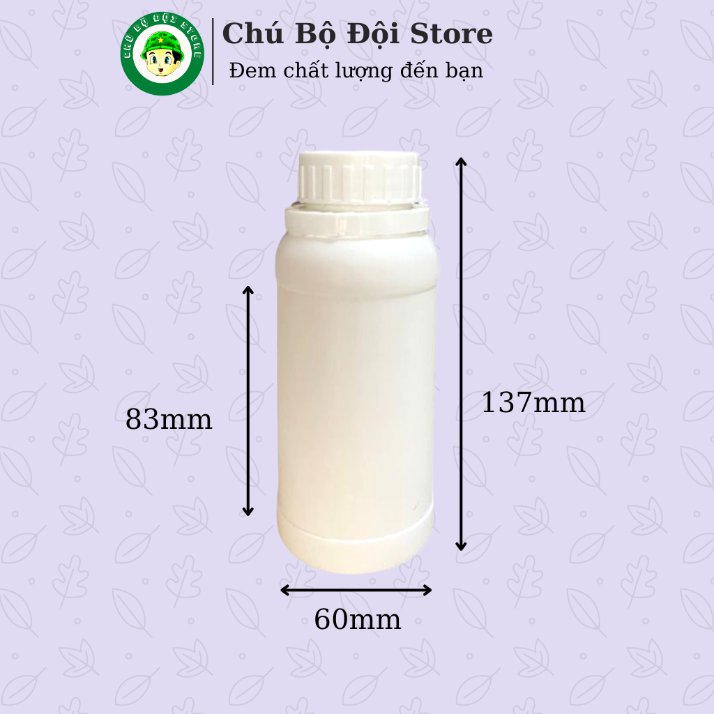 Combo Chai Nhựa HDPE (250ml - 500ml - 1000ml) Có Nắp + Seal Chống Tràn