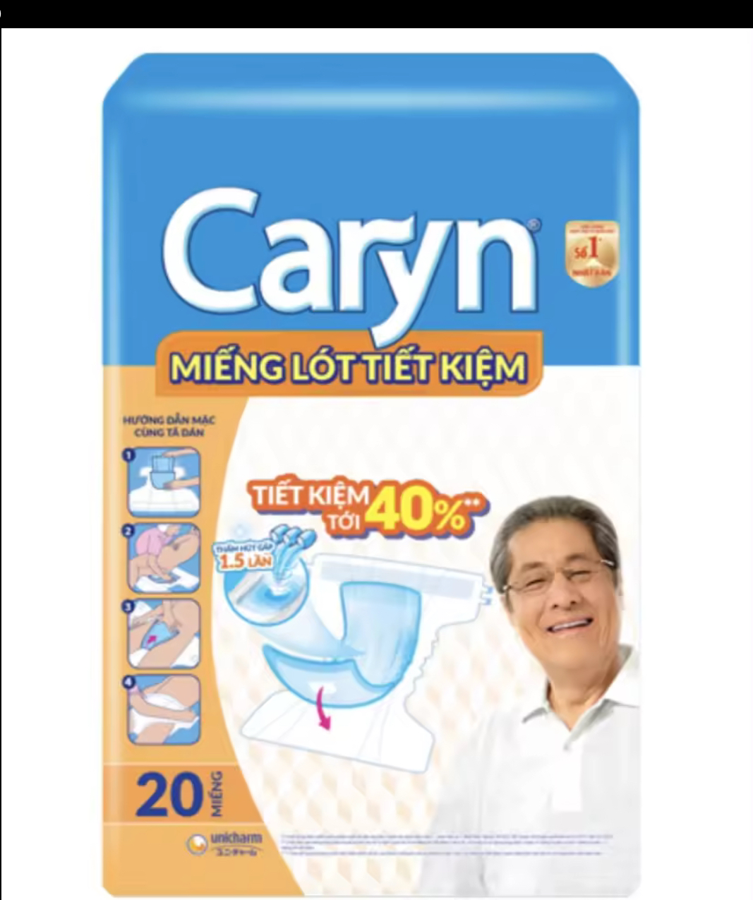 (Dán Vào Mặt Trong Tã Dán Hoặc Quần) - Combo 6 Gói Miếng Lót Bổ Sung Caryn 20 Miếng -Miếng Lót Tiết Kiệm Caryn 20 Miếng