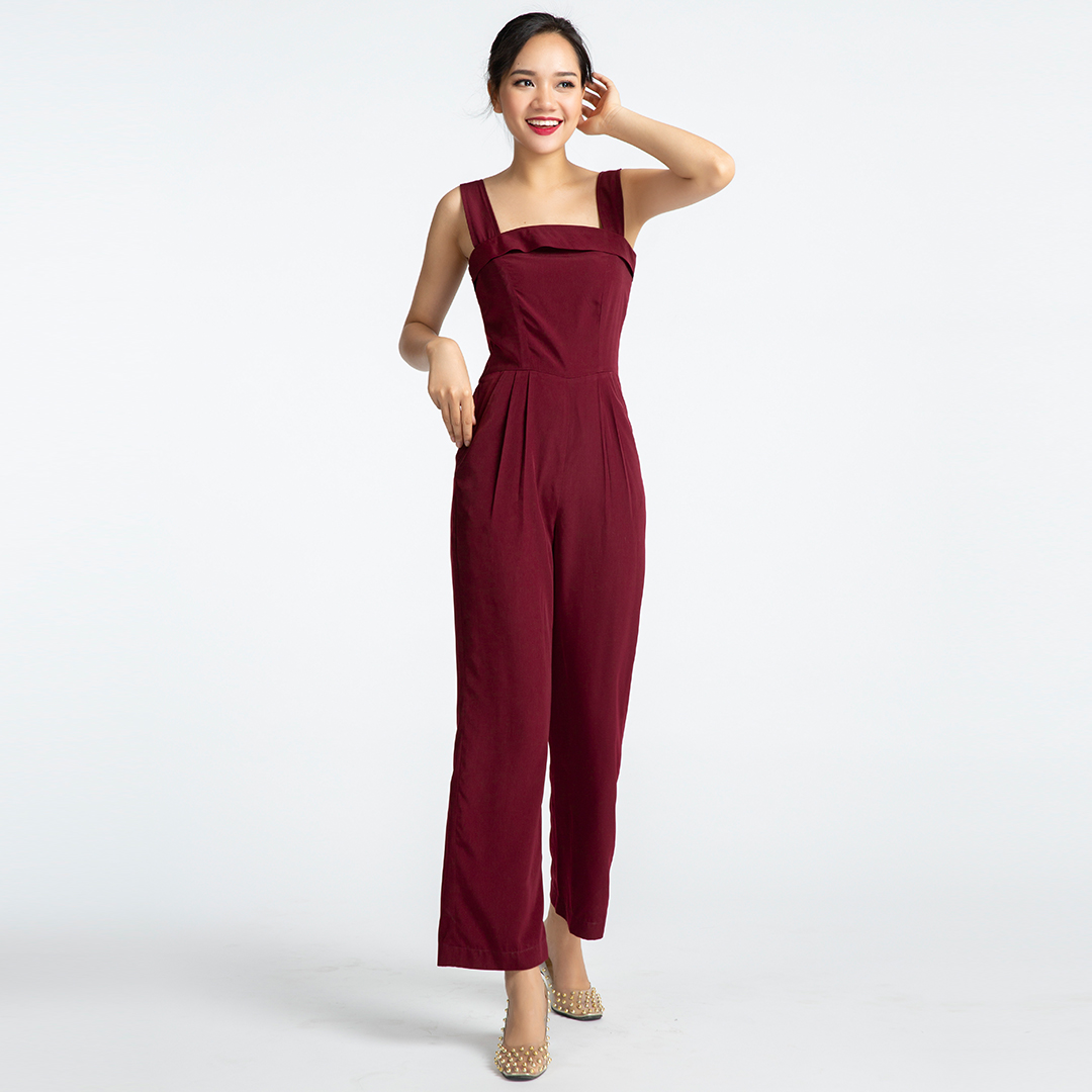 Jumpsuit Thời trang thiết kế Hity DRE096 Bộ Áo Liền Quần (Đỏ Auburn)