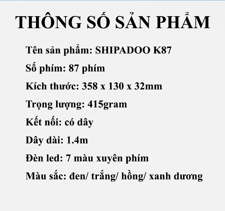 Bàn phím giả cơ SHIPADOO K87 nút tròn với thiết kế mini nhỏ gọn có đèn led 7 màu cực đẹp - Hàng Chính Hãng