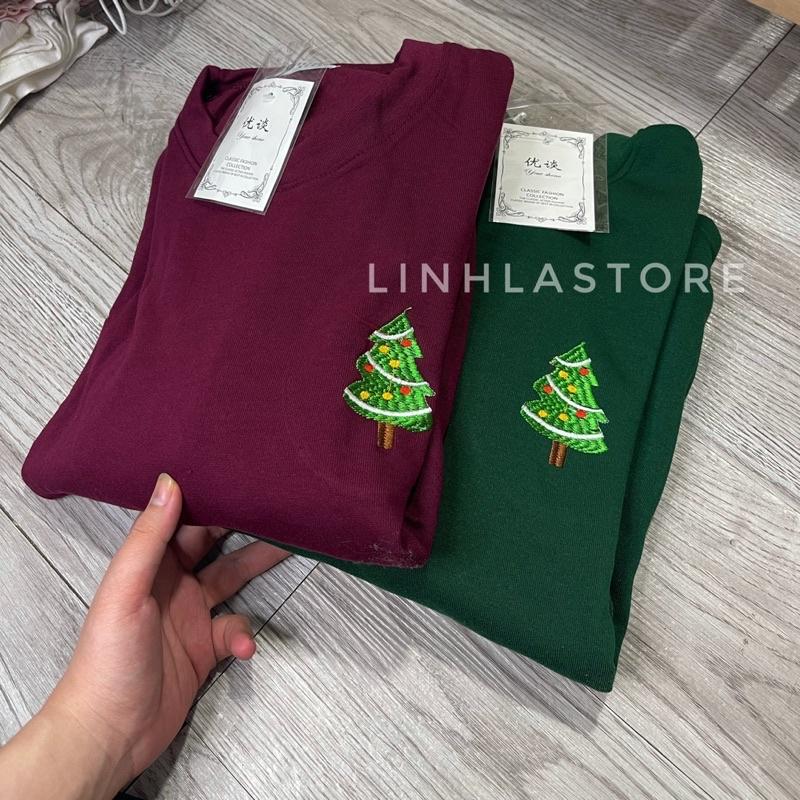 ÁO SWEATER NỈ BÔNG NOEL ÁO SWEATER THÊU CÂY THÔNG NOEL