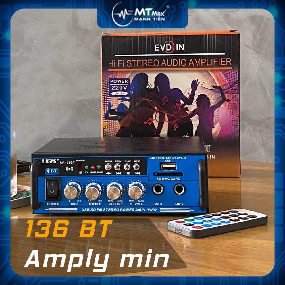 Amply mini AV-163BT nghe nhạc bluetooth thẻ nhớ hát karaoke công suất 200w tích hợp khá tiện dụng, vô cùng tiện lợi