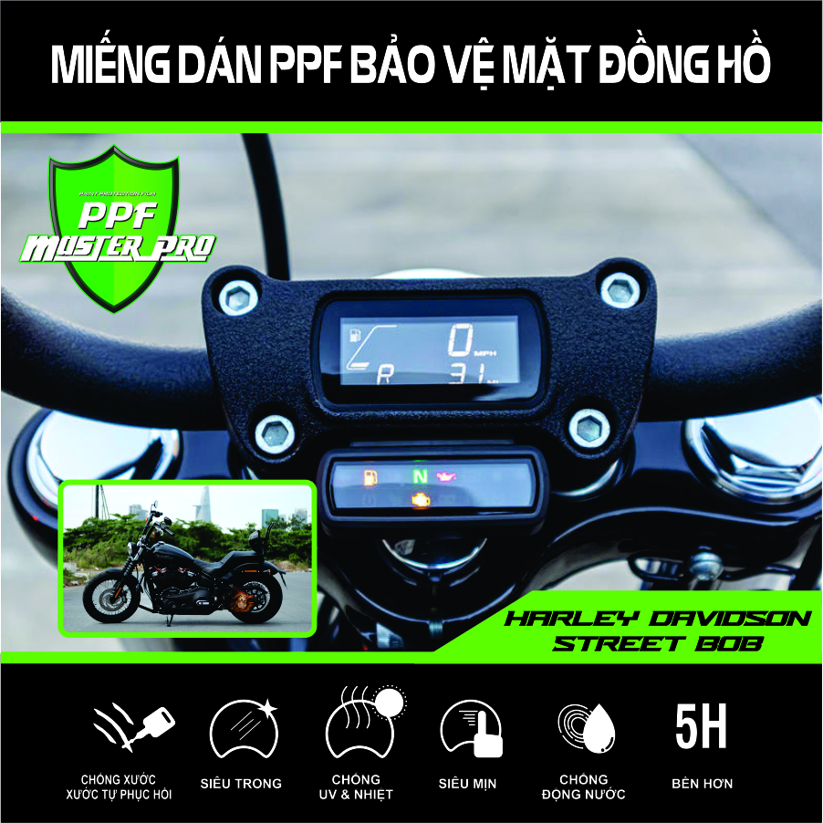 Miếng Dán PPF Bảo Vệ Mặt Đồng Hồ Xe Harley Davidson Street Bob | Chất Liệu Film PPF