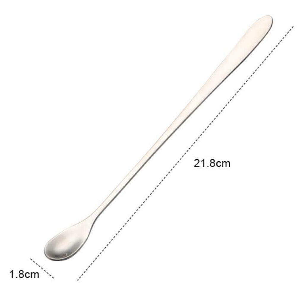 Long Handle Stainless Steel Stirring Spoon Milkshake Drinks Tea Coffee Spoon