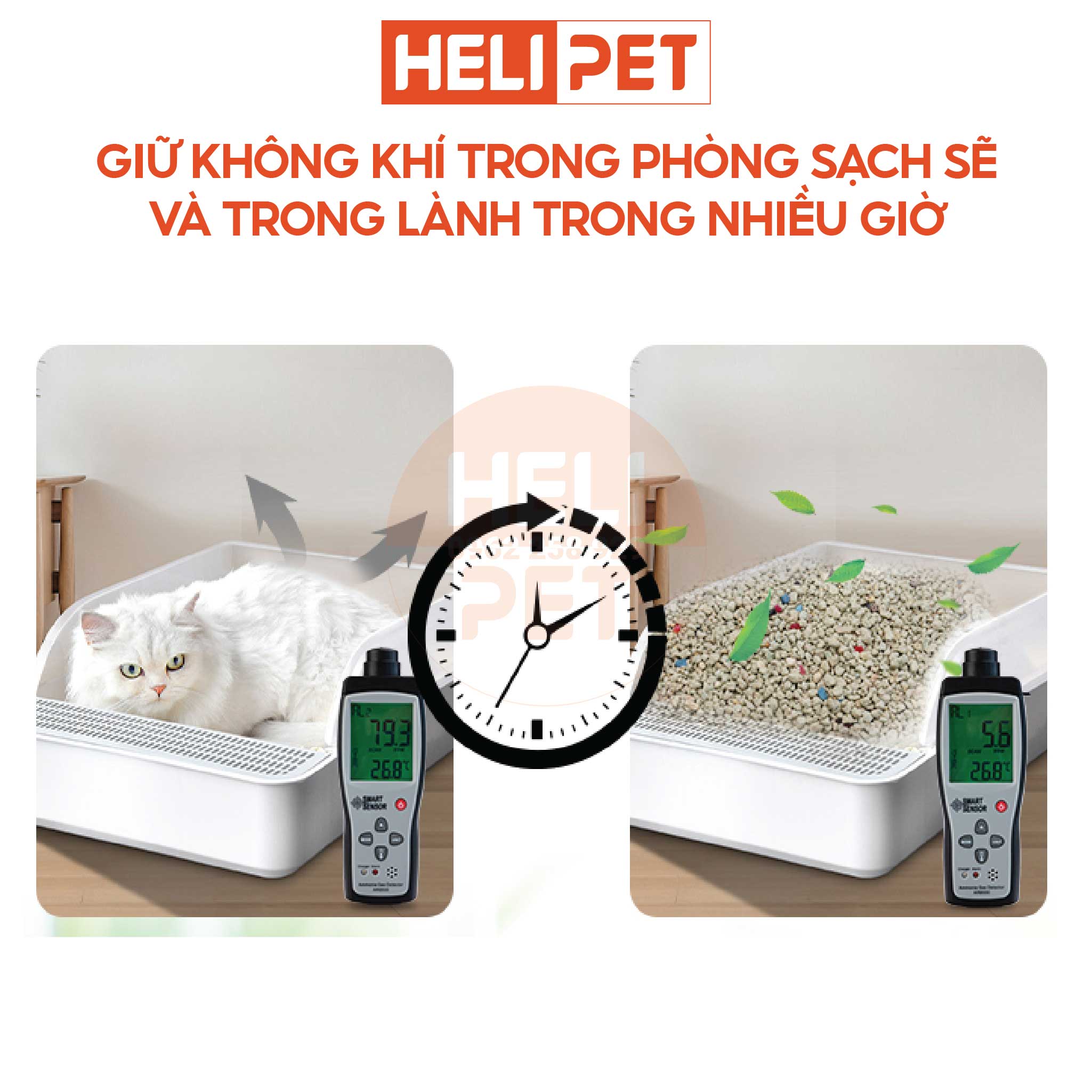 Cát Vệ Sinh Cao Cấp Cát Khoáng Dùng Cho Khay Vệ Sinh, Máy Vệ Sinh Cho Mèo 4Kg Siêu Vón Siêu Ít Bụi- HeLiPet