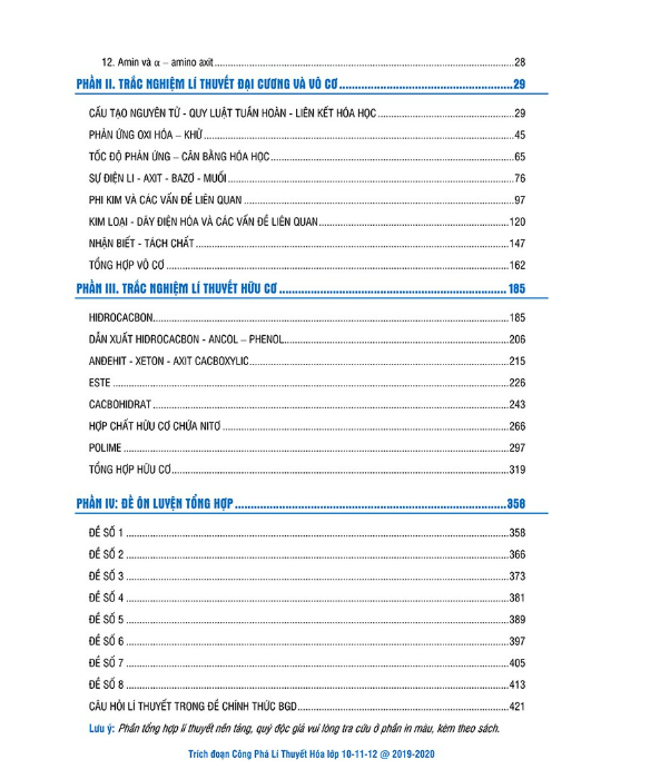 Công Phá Lí Thuyết Hóa lớp 101112