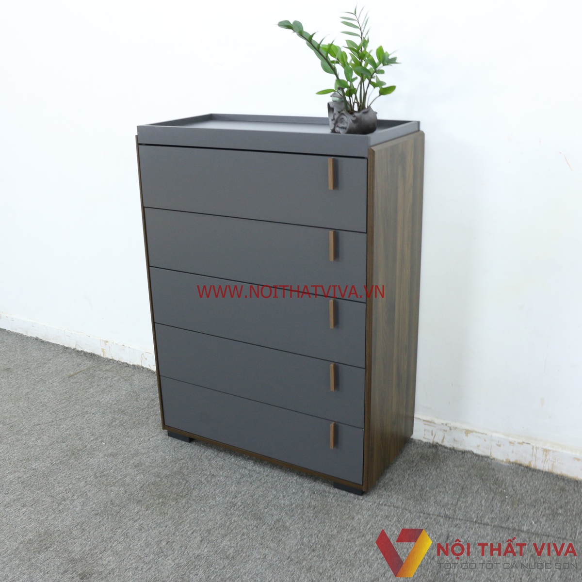 Tủ Giày Gỗ 5 Tầng Tiện Dụng Nhập Khẩu Hiện Đại Màu Nâu Vân Gỗ Phối Xám