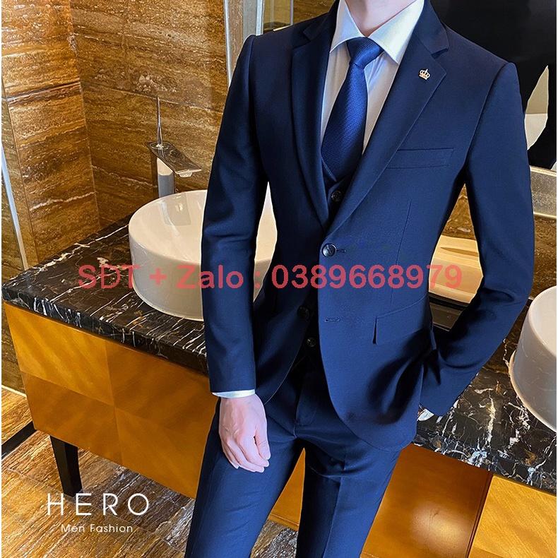 Bộ vest nam cao cấp 2 cúc màu tím than, Bộ suit nam thanh niên 2 cúc