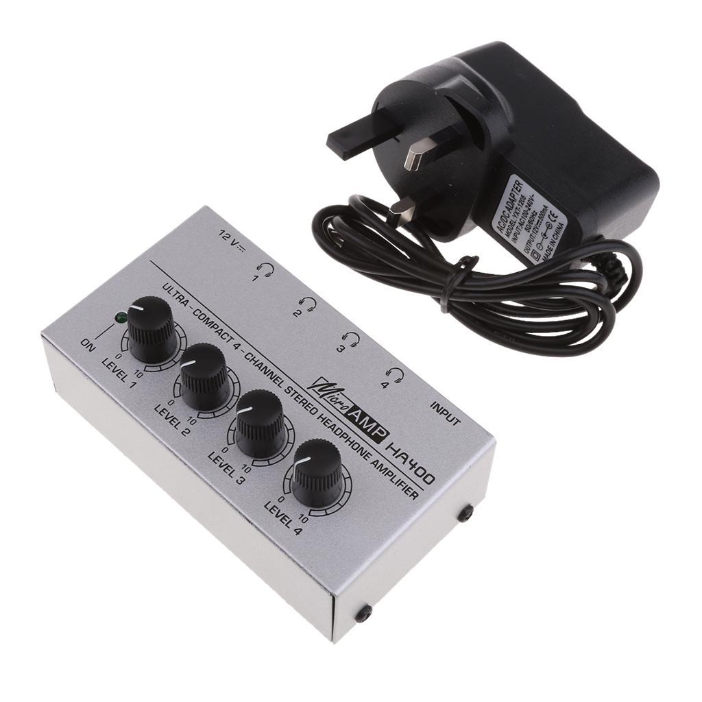 UK Plug Audio Amplifier Compact 4-channel Stereo Headphone