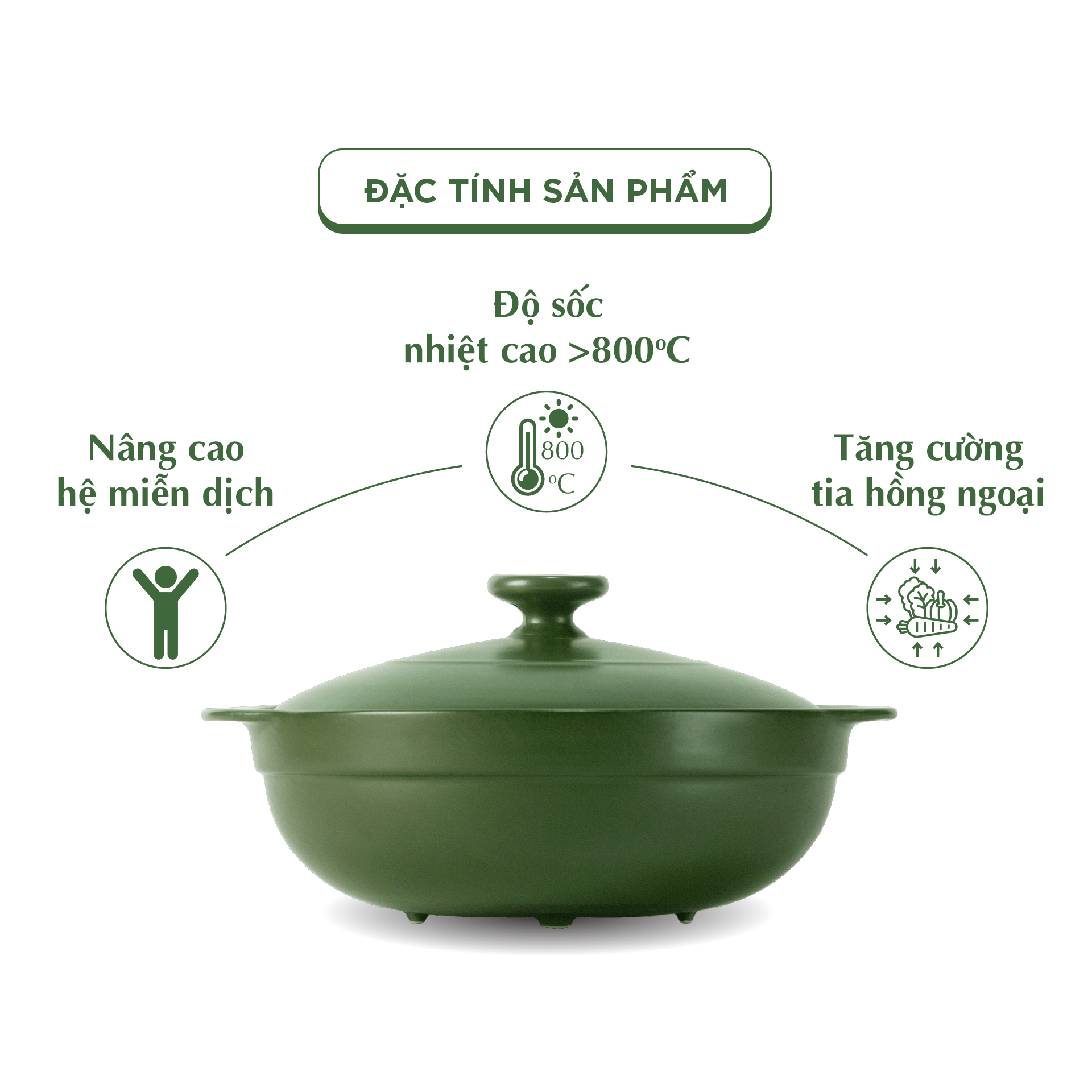 Nồi Sứ Dưỡng Sinh Minh Long Healthy Cook Healthy Cook Luna 3.0 L - Dùng Cho Bếp Từ