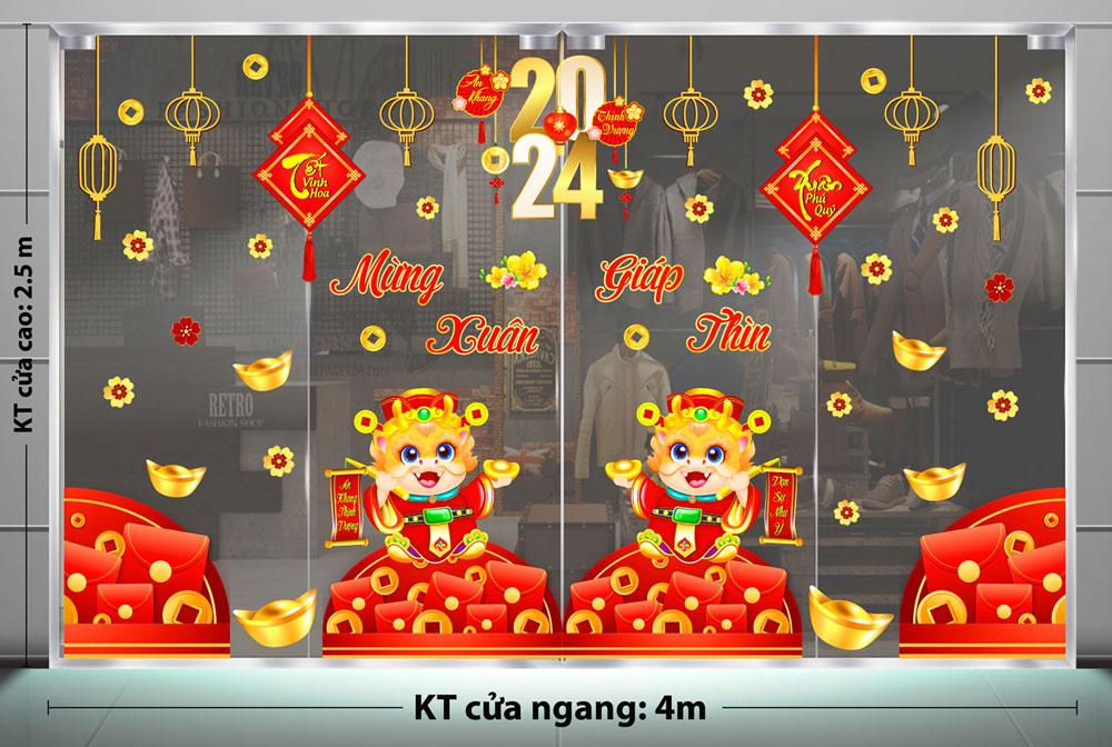 DECAL TRANG TRÍ TẾT 2024 TIỆM CÁ CẢNH