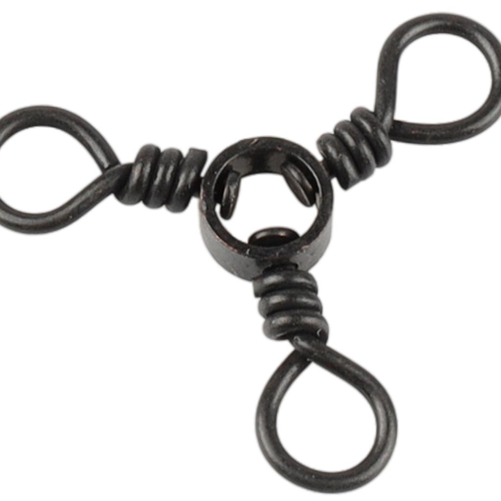 6/8/10pcs 3 Way Rolling Barrel Swivels Solid Rig Fishing Line Connector A