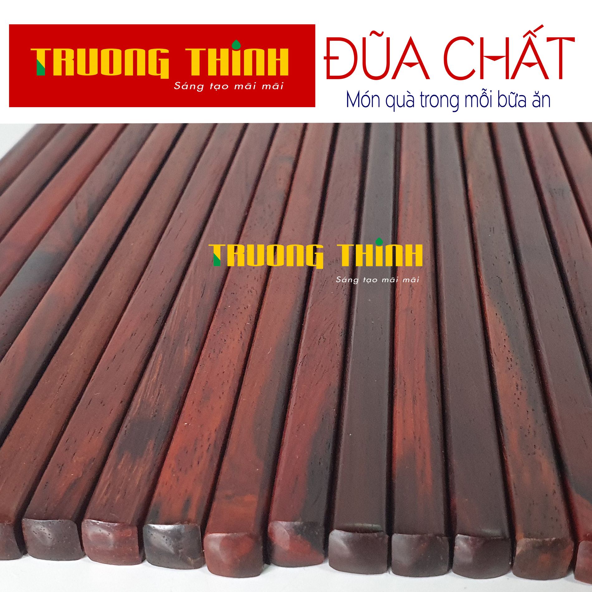 Đũa Gỗ Trắc Đỏ Cao Cấp Trường Thịnh Loại Đặc Biệt/ Hộp Màu Đen/ 10 Đôi Vuông Trơn