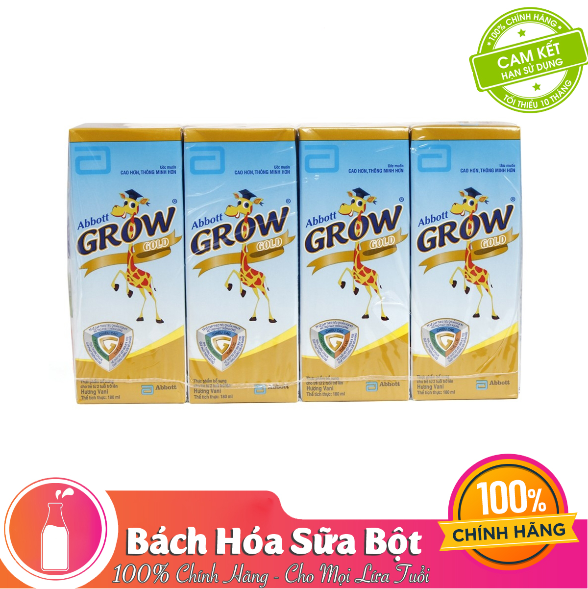Lốc 4 Hộp Sữa Nước Abbott Grow Gold Hương Vani 110ml/180ml