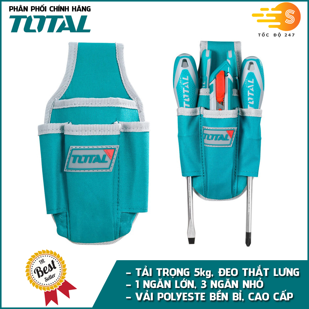 Túi đựng dụng cụ đồ nghề đeo hông TOTAL THT16P4011 (5kg), THT16P3011 (8kg) - Nhiều ngăn chứa, tải trọng lớn, Vải polyeste chắc chắn