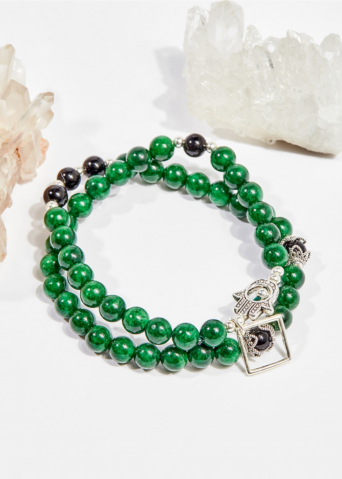 Vòng chuỗi hạt đeo tay 2 line đá cẩm thạch sơn thủy 6mm mệnh mộc , hỏa - Ngọc Quý Gemstones