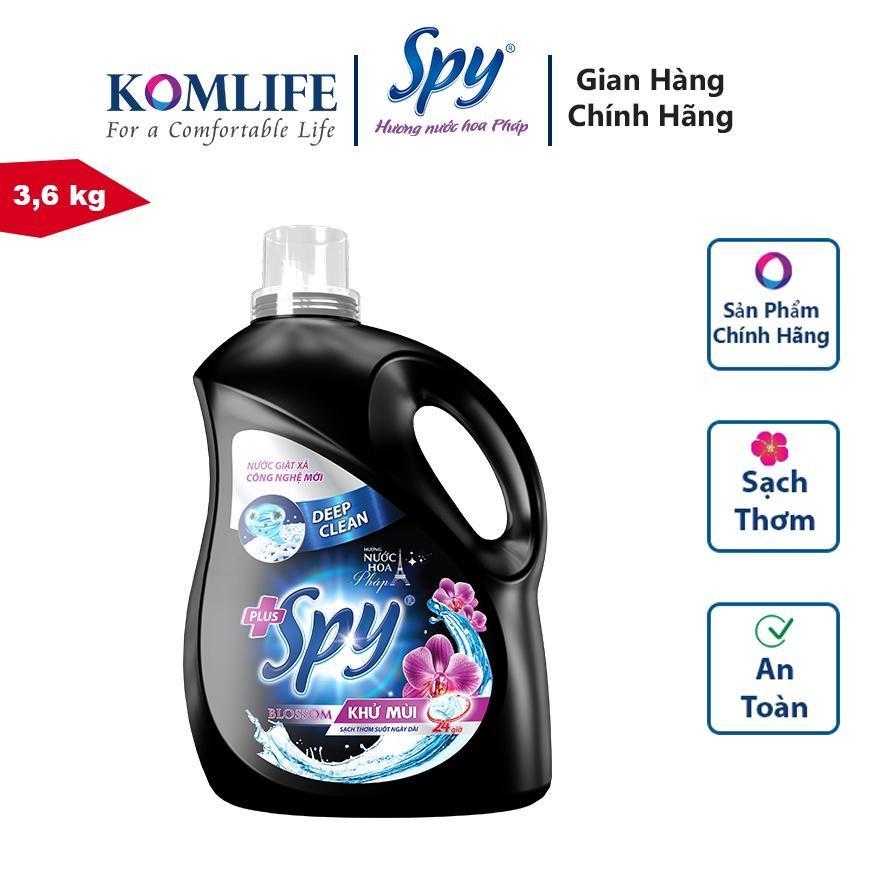 Can nước giặt 3,6 kg SPY màu Tím - DEEP CLEAN PLUS khử mùi diệt khuẩn, sạch sâu, thơm lâu giúp làm mềm vải