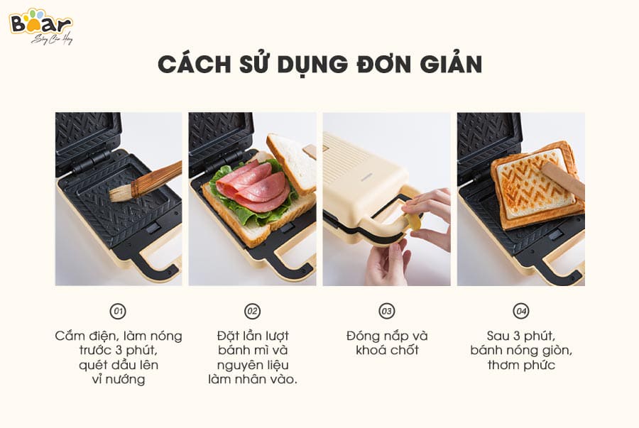 Máy kẹp nướng bánh Bear DBC-P06N2