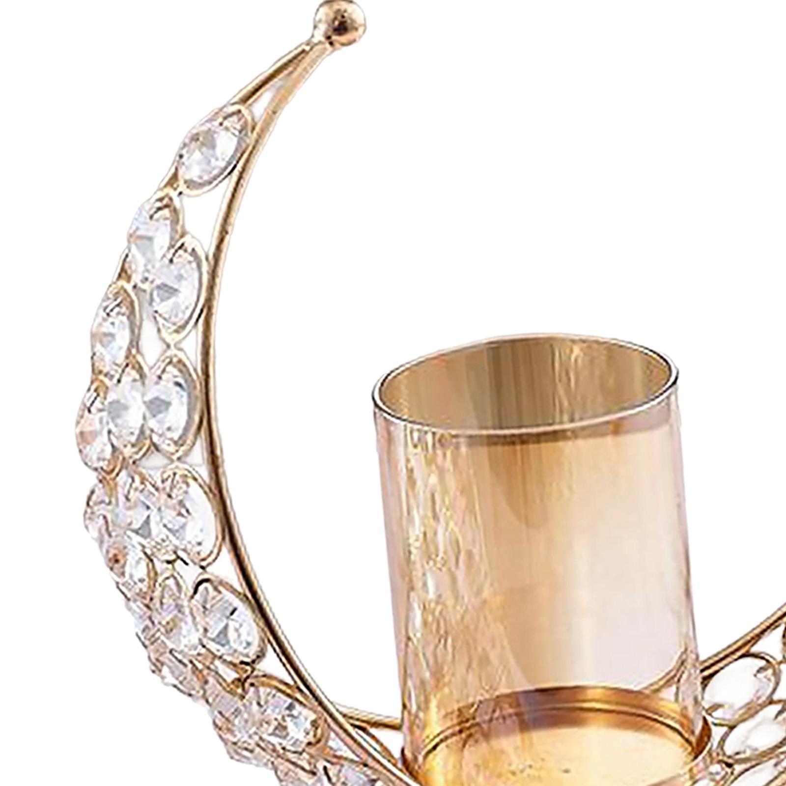 Pillar Candle Holder Moon Shape Candlestick Holder Metal Craft Dining Table Bedroom Wedding Centerpiece Home Decoration Tealight Holder