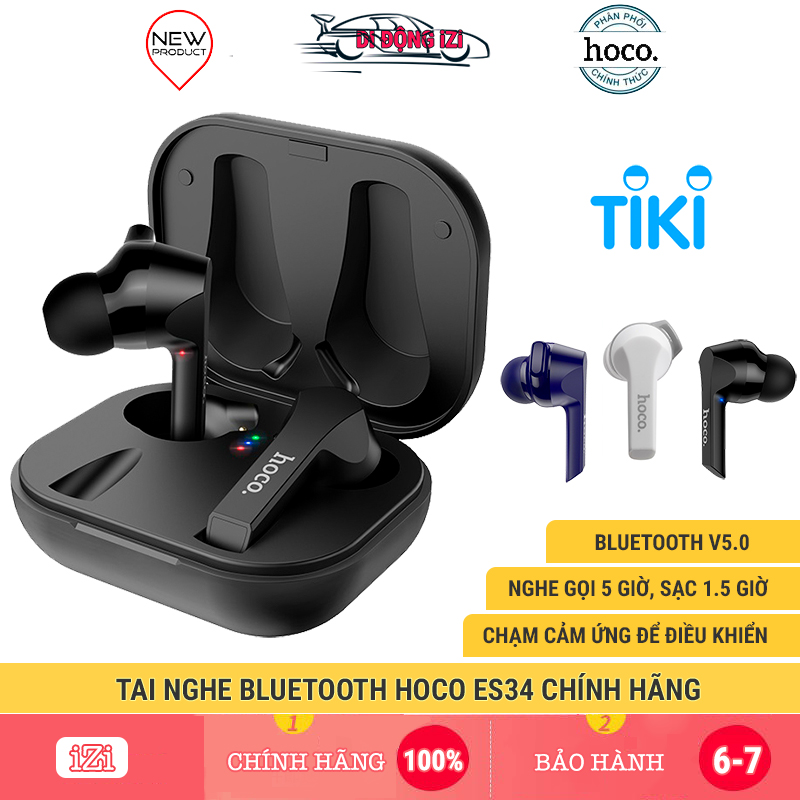 Tai Nghe Bluetooth Hoco ES34 Có Mic, Nghe Gọi 5 Giờ, Chạm Để Điều Khiển, Gọi Siri/Assistant, V5.0 Không Dây - Hàng Chính Hãng