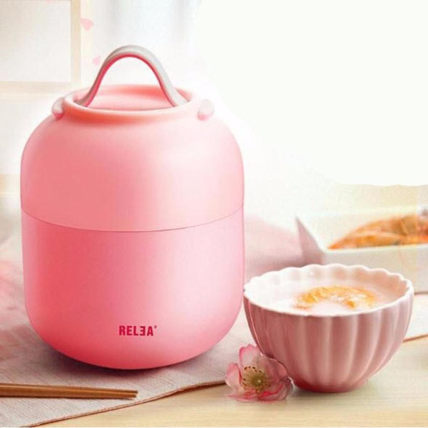 Bình ủ cháo áp suất Relea 700ml thiết kế 6 lớp cách nhiệt tốt (kèm thìa inox gấp gọn) - Bình giữ nhiệt kháng khuẩn nấu cháo cho bé không cần nấu, đựng canh, súp, giữ nóng/ lạnh 8-12 tiếng đồng hồ