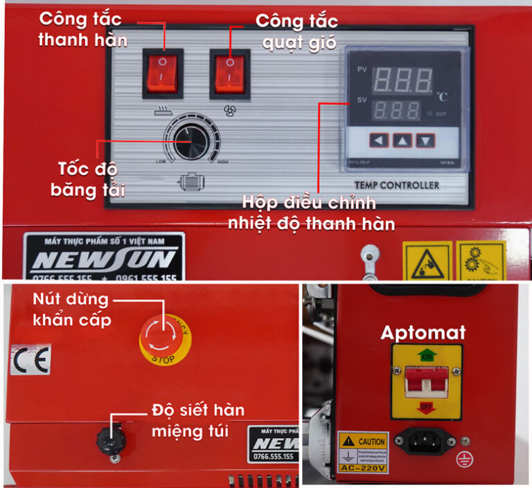 Máy hàn miệng túi Kunba SMT-150W (vỏ sơn) NEWSUN - Hàn nằm, in date chìm - Hàng chính hãng