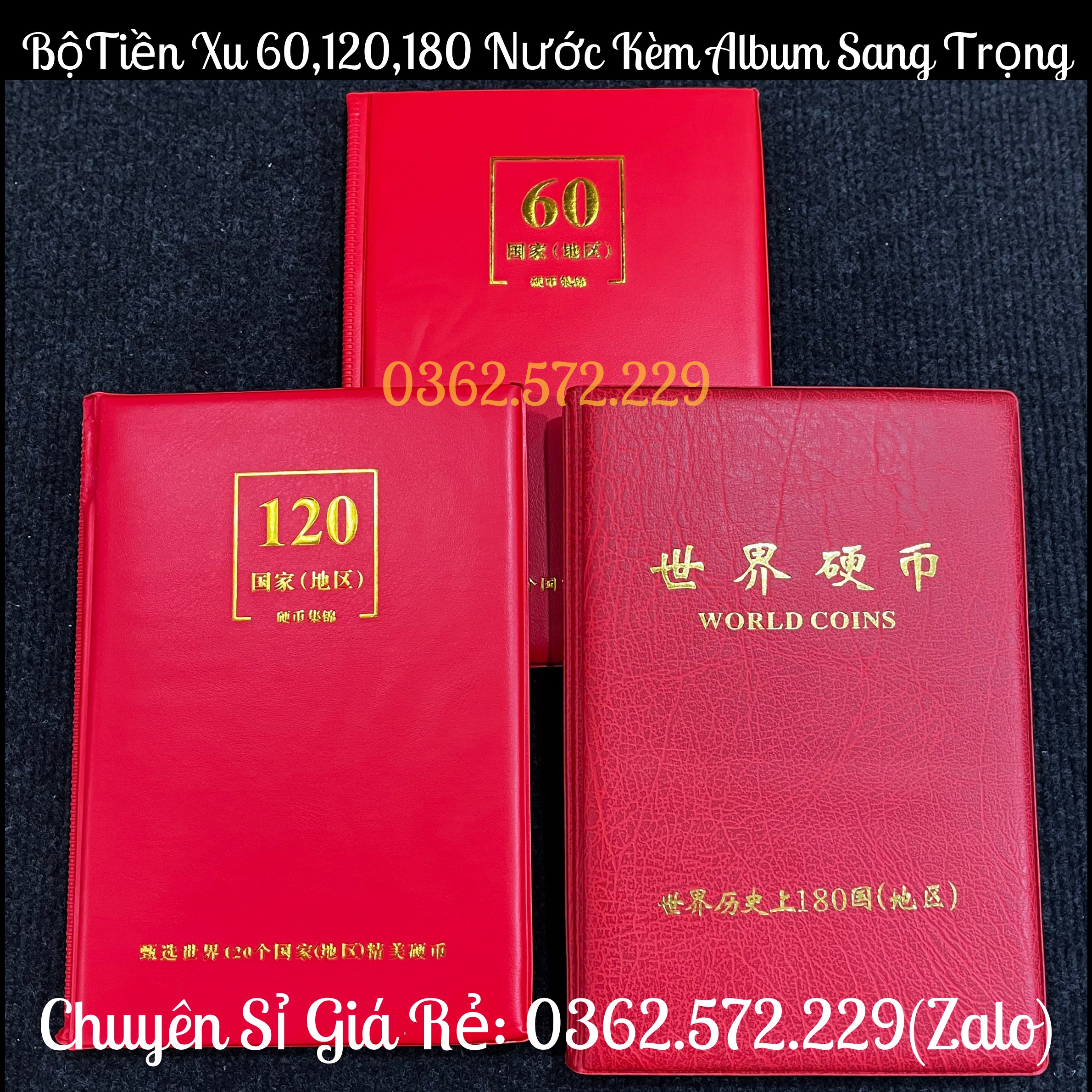 Bộ Sưu Tập Đồng Xu Của 60 Nước, 120 Nước, 180 Nước Có Quốc Kì Sẵn Ở Mỗi Xu Kèm Album Bảo Quản