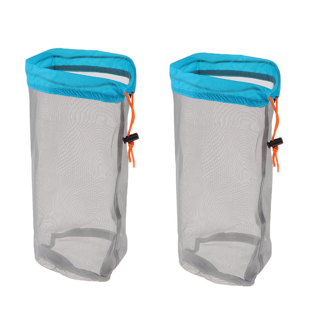 4pcs Ultra-light Drawstring Mesh Stuff Sack Storage Bag for Travel Camping Beach Boating M + S